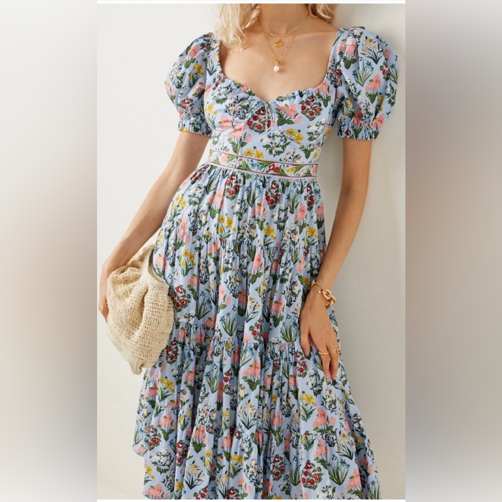 Agua by Agua Bendita Palmera Magdalena Dia Midi Dress size large - Picture 2 of 9